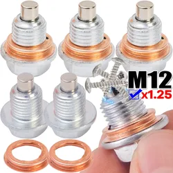 Magnetic Oil Drain Plug M12x1.25 Neodymium Magnet Stainless Steel Bolt for Honda Hyundai Volkswagen Kia Heavy Duty Oil Plug
