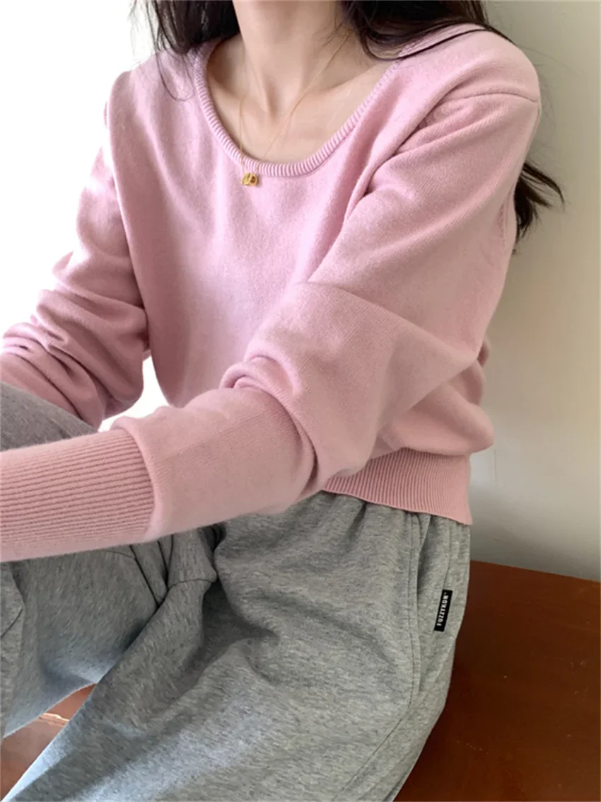 5 Colors Women Sweaters Loose Solid Knitwear 2023 Autumn New Outwear Warm Fashion Pullovers Chic Gentle Soft