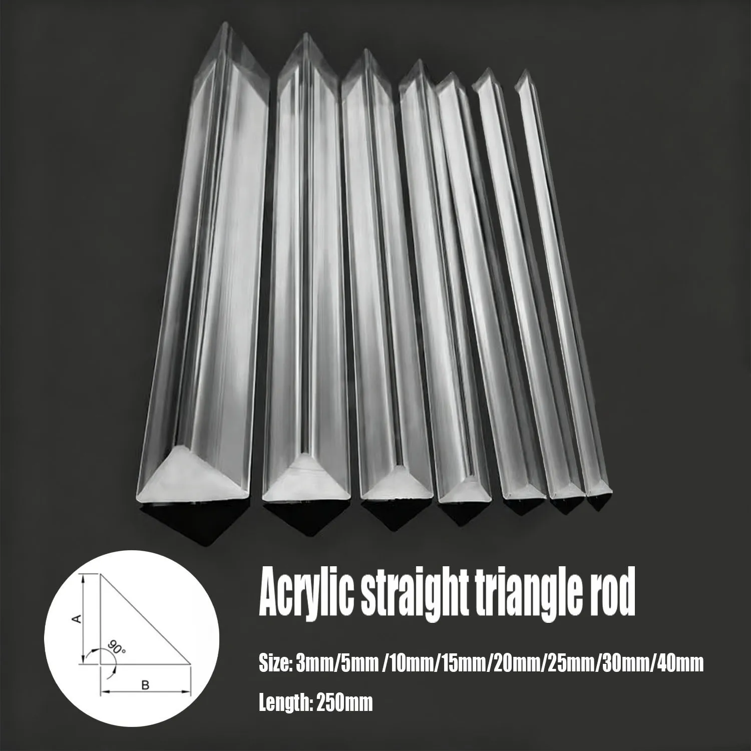 1-5pcs Clear PMMA Triangle Rod for Light Guiding, Acrylic Optical Bar for Precision Models & Prototypes, Easy to Cut & Polish