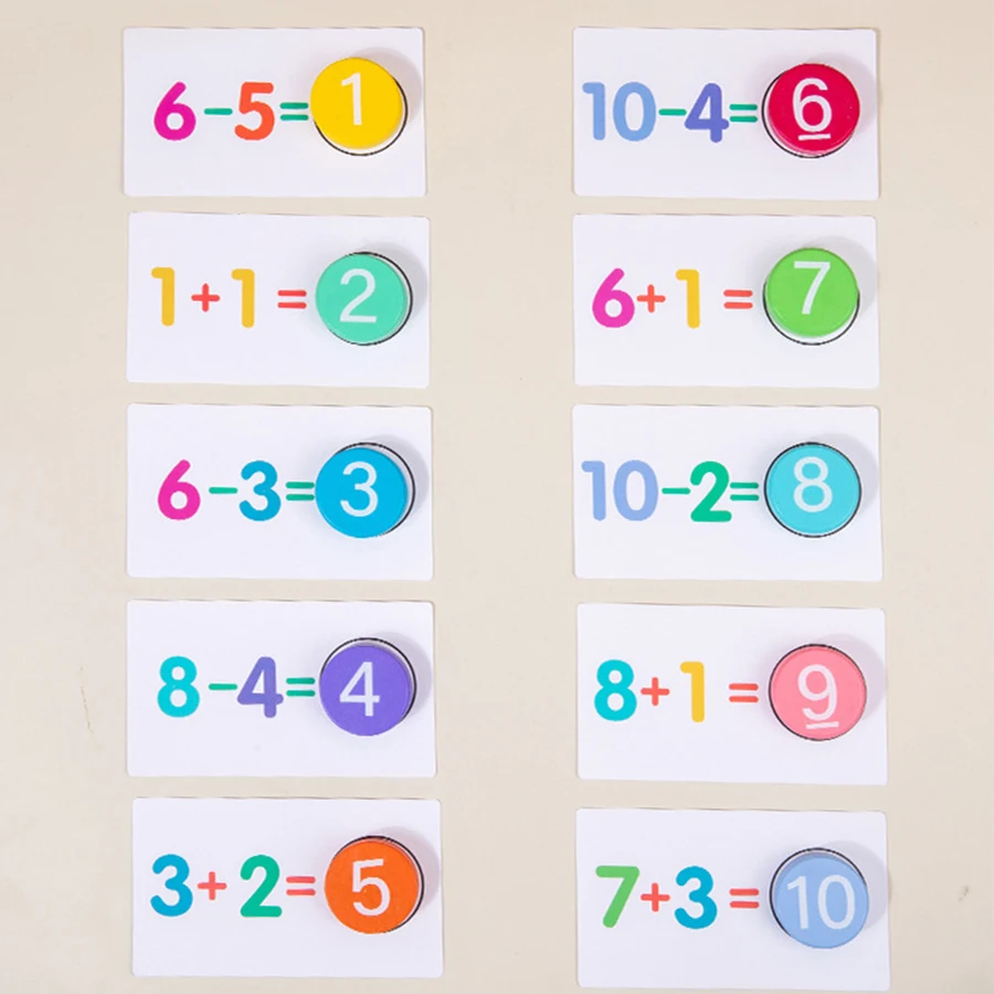 어린이 몬테소리 수학 장난감 산술 카드 매칭 게임 추가 뺄셈 교구 조기 교육 계산 장난감