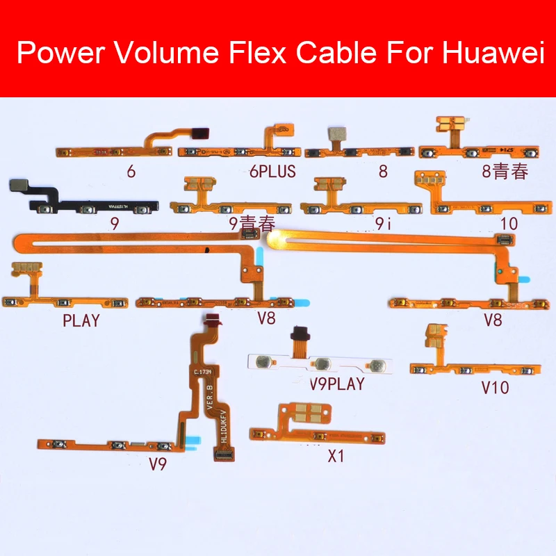 Power&Volume Flex Cable For Huawei Honor 6 7 7i 8 8x 9 9i 10 20 20i Pro Plus Lite MAX Power Volume Switch Control Button Parts