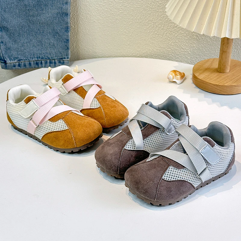 2025 Children Casual Sneakers for Girls Summer New Fashion Korean Style Soft Anti-slippery Retro Mesh Breathable Student Sandals
