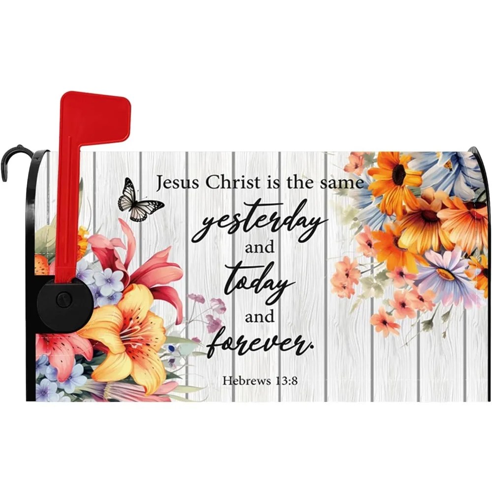 

Jesus Christ Mailbox Cover Bible Verse Quotes Floral Butterfly Wooden Magnetic Mailbox Covers Bible Phase Decors Post Letter Bo