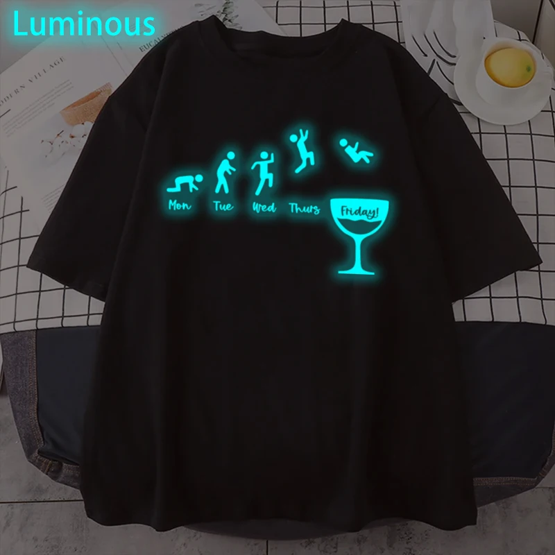 

Beer Friday Weekend Week Fashion Design T-shirts Men Women Luminous Style Tops Tees Short Sleeve Beer Lover Streetwear Gifts