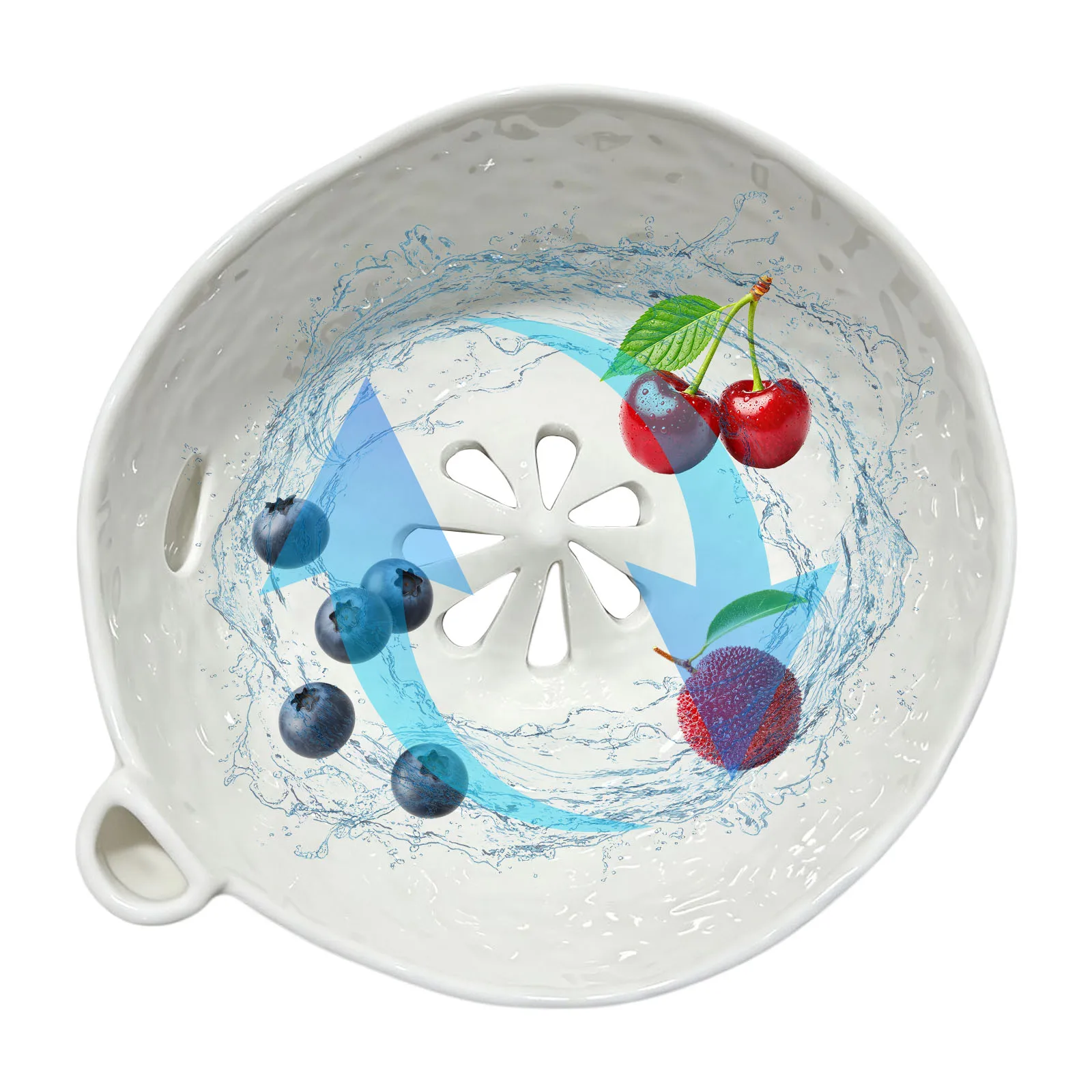 Self Rinsing Berry Washing Ceramic Bowl Multi-Purpose Ceramic Berry Basket Strawberries Washing Cleaner Gift for Friends