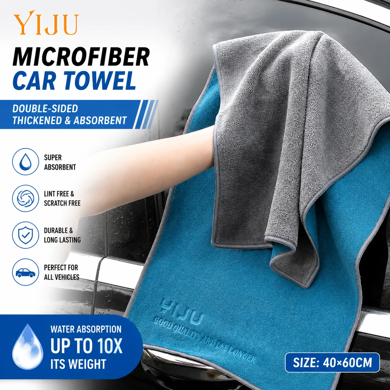 

45X45cm Microfiber Car Washing Towel Lint-Free Car Cleaning Towels Supplies Ultra-Soft Drying Cloth Car Detailing Washing Tools