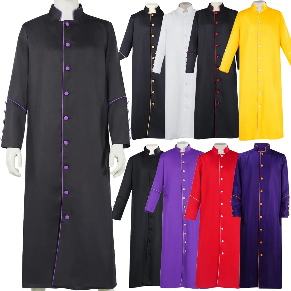 

Multicolor Priest Cosplay Costume Halloween Medieval Retro Robe European Court Priest Cosplay Costume Spot