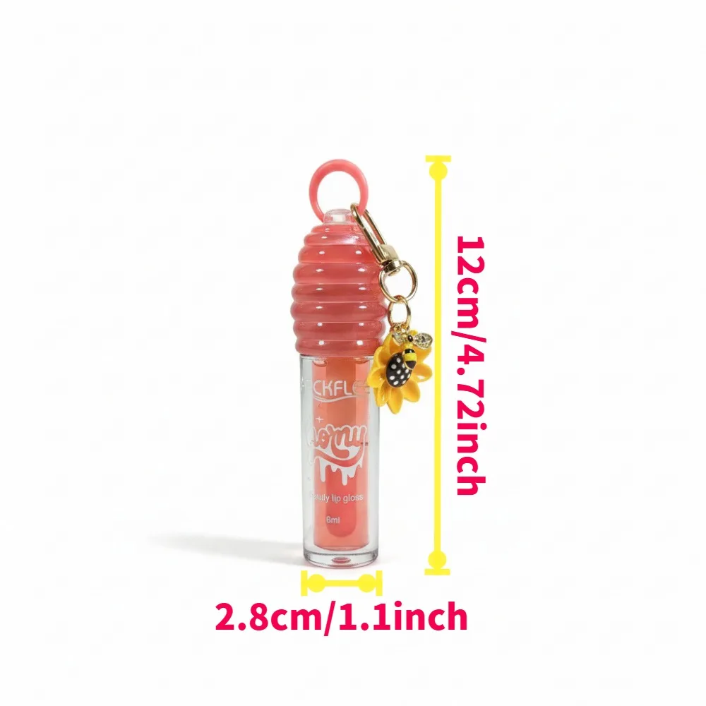Levendige schattige bij zonnebloem mini lipgloss |   Draagbare hydraterende langdurige lipolie voor meisjes |   Natuurlijke getinte en glanzende lipmake-up