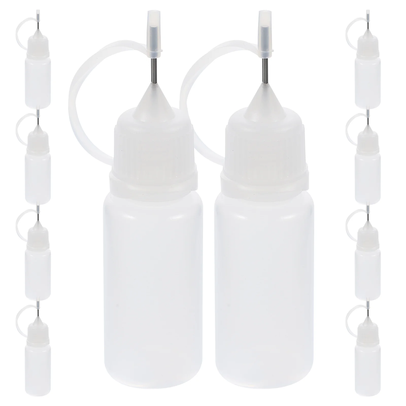 10 pz 10 ml punta dell'ago bottiglia di colla applicatore strumento quilling fai da te bottiglia di precisione (bianco) bottiglia con punta dell'ago