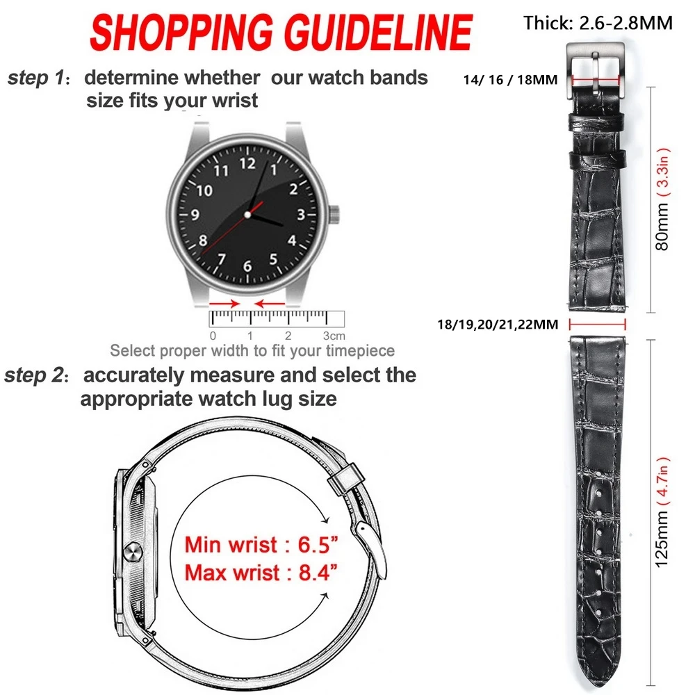 HEMSUT High Quality Genuine Leather Watch Band Quick Release Handmade Cowhide Straps For Men 18MM 19MM 20MM 21MM 22MM