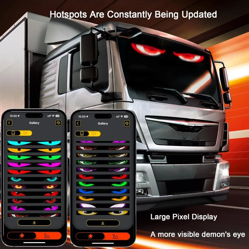 Devil Eyes Light for Cars Flexible Devil EyesLight for Windshield Electronic Programmable Scrolling LED Matrix Panel Bar Party
