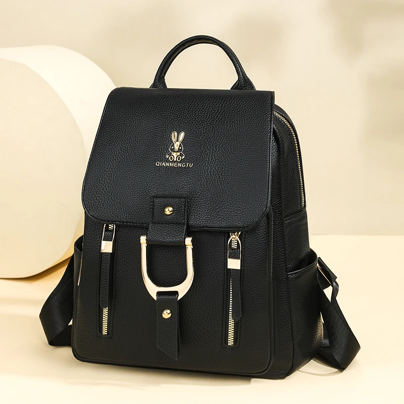 

Women's Pu Large-Capacity Backpack, Fashionable Backpack, Student Commuter Multi-Purpose Bag, Available in 5 Colors