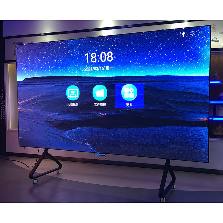 Écran TV intelligent Ultra HD d'intérieur de 163 pouces, affichage LED P1.25P1.56 P1.875 pour l'enseignement et la conférence