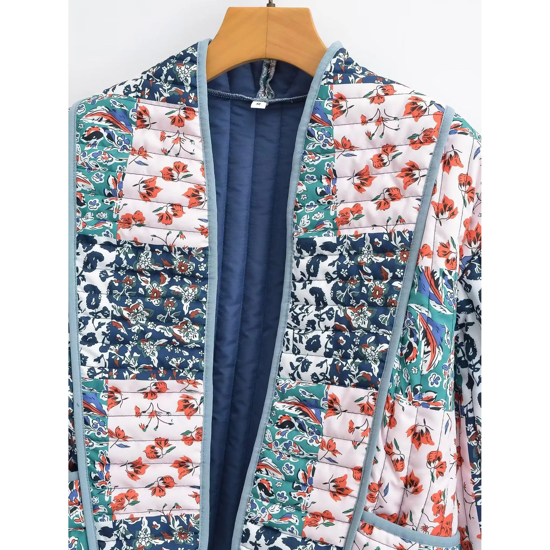 KASLEAD New Women's Cotton Jacket Floral Print Design Slimming Trendy Style Autumn Season Zipper Closure Fashionable Ladies' ...