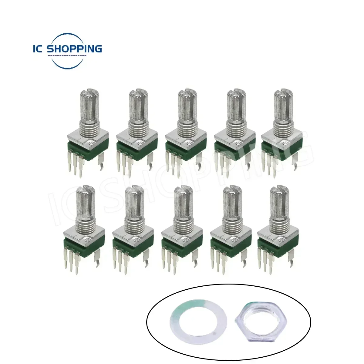 10PCS RK097 precyzyjny potencjometr pionowy z pojedynczym ogniwem długość chwytu 15mm bezprzekładniowy 3-pin B2K B5K B10K B20K B50K B100K B500K B1M