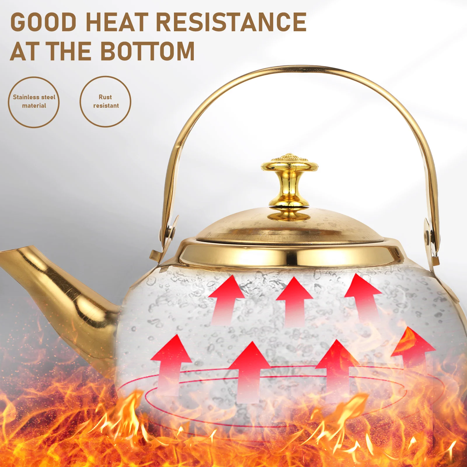 

Stainless Steel Wear-Resistant Handle Water Stovetop Pot Home Supplies Rust Resistant Tea Accessory Convenient Daily Use