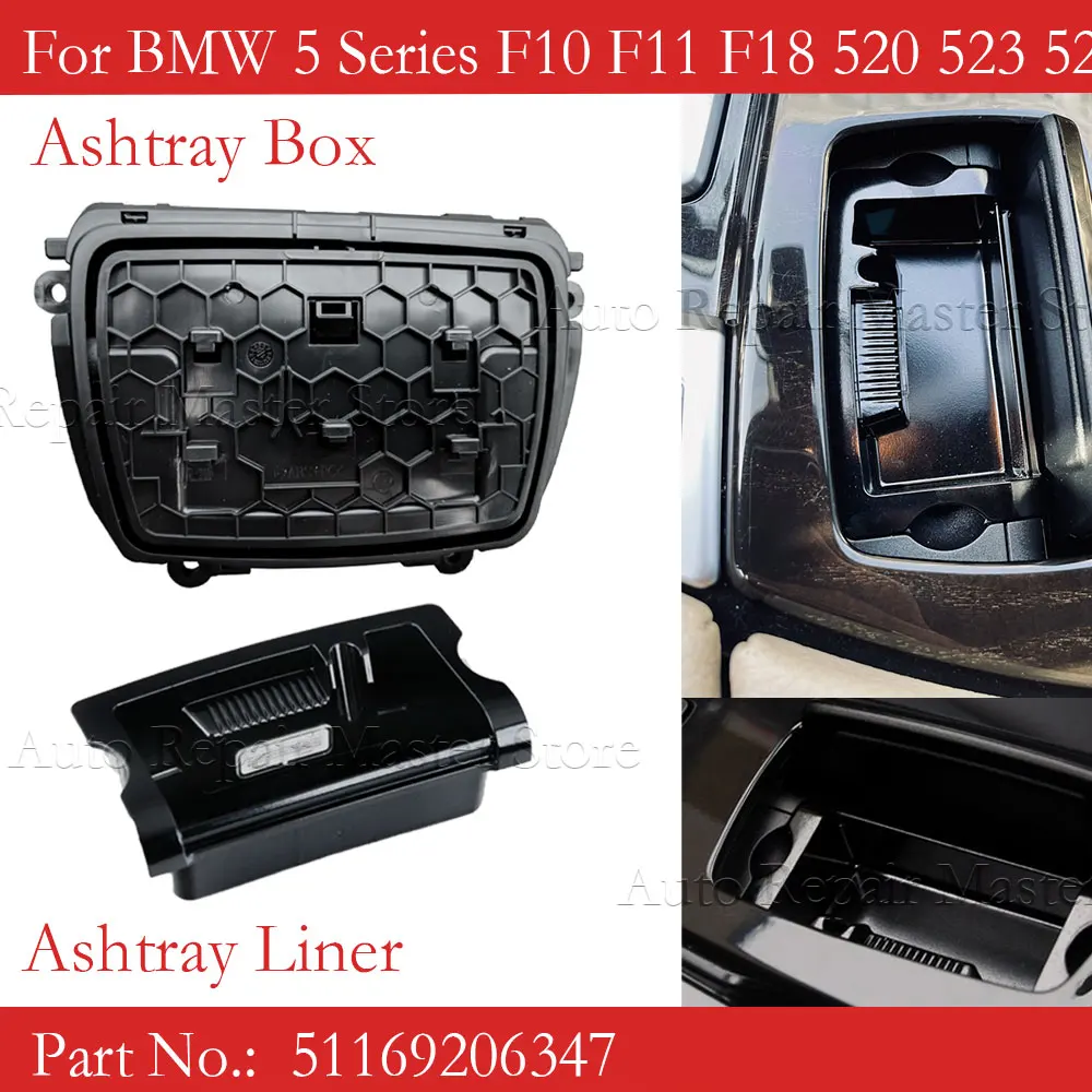 51169206347 Car Center Console Ashtray Box Ash Case Cover For BMW 5 Series F10 F11 F18 520 523 525 528 530 2010-2017