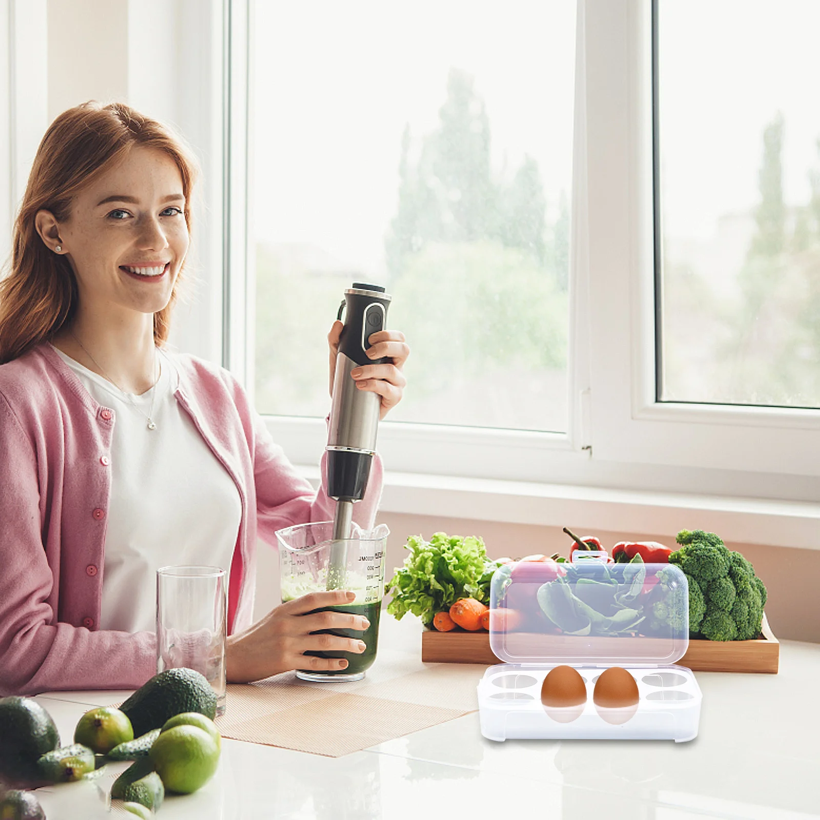 

Egg Storage Box Refrigerator Holder Container Portable Carrier Camping Picnic Kitchen Home Use Lock Design Durable Pp