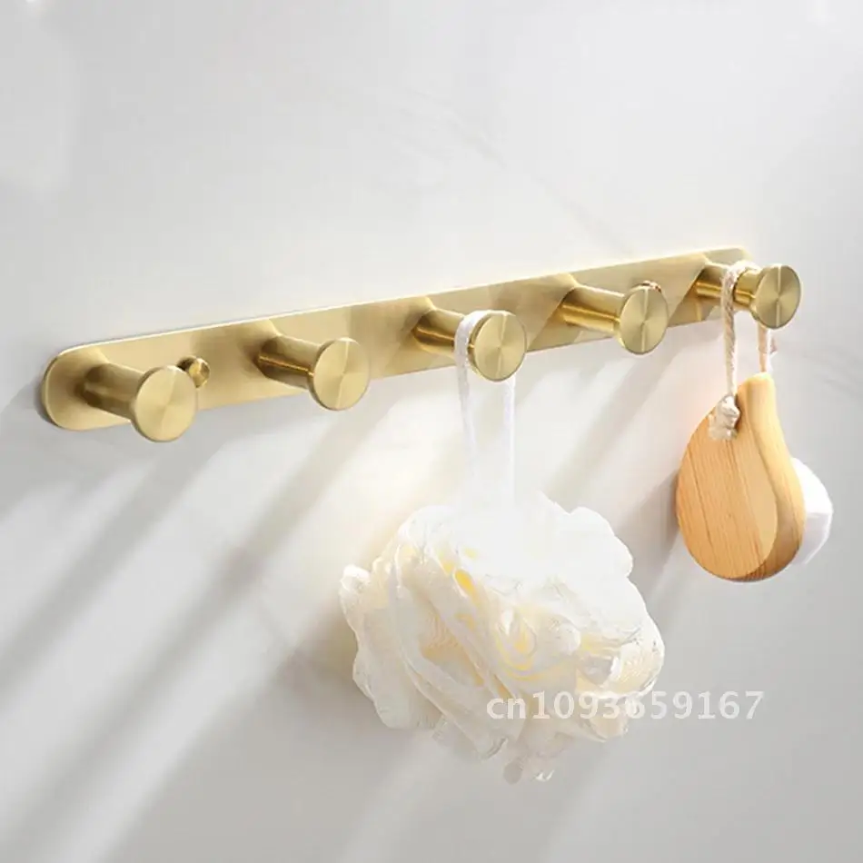 

Bathroom Kitchen Hooks 304 Stainless Steel Brushed Gold Black Hanger Coat Door Wall Creative Storage Clothes White Towel Holder