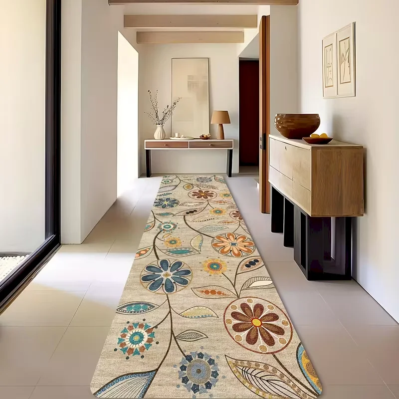 VIKAMA Anti Slip Retro Persian Bohemian Long Carpet Suitable For Kitchen Corridor Entrance Bedroom Farmhouse Home Decoration