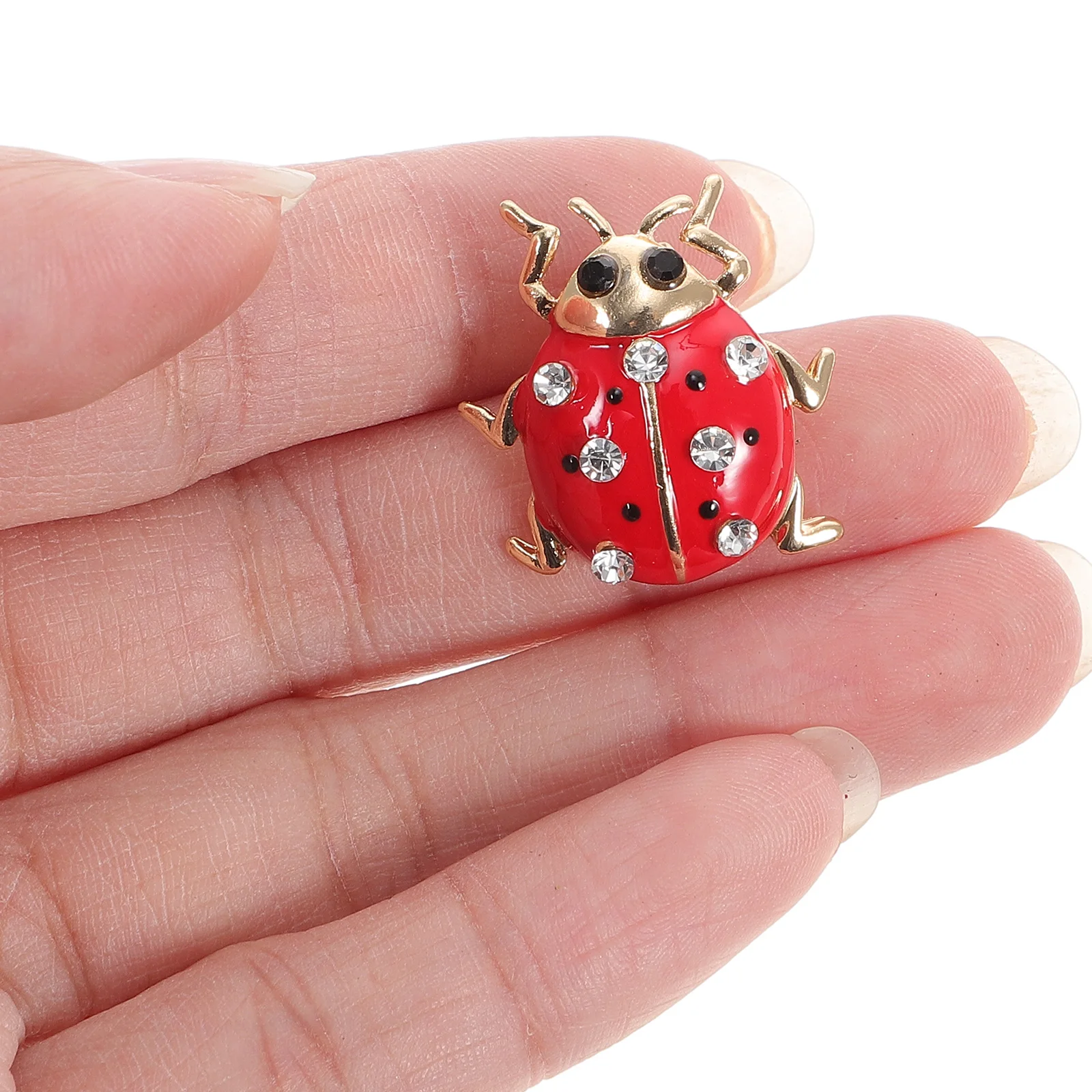 

2pcs Alloy Brooch For Women Coccinella Septempunctata Design Sturdy Pin Valentine'S Day Gift Red Creative Breastpin