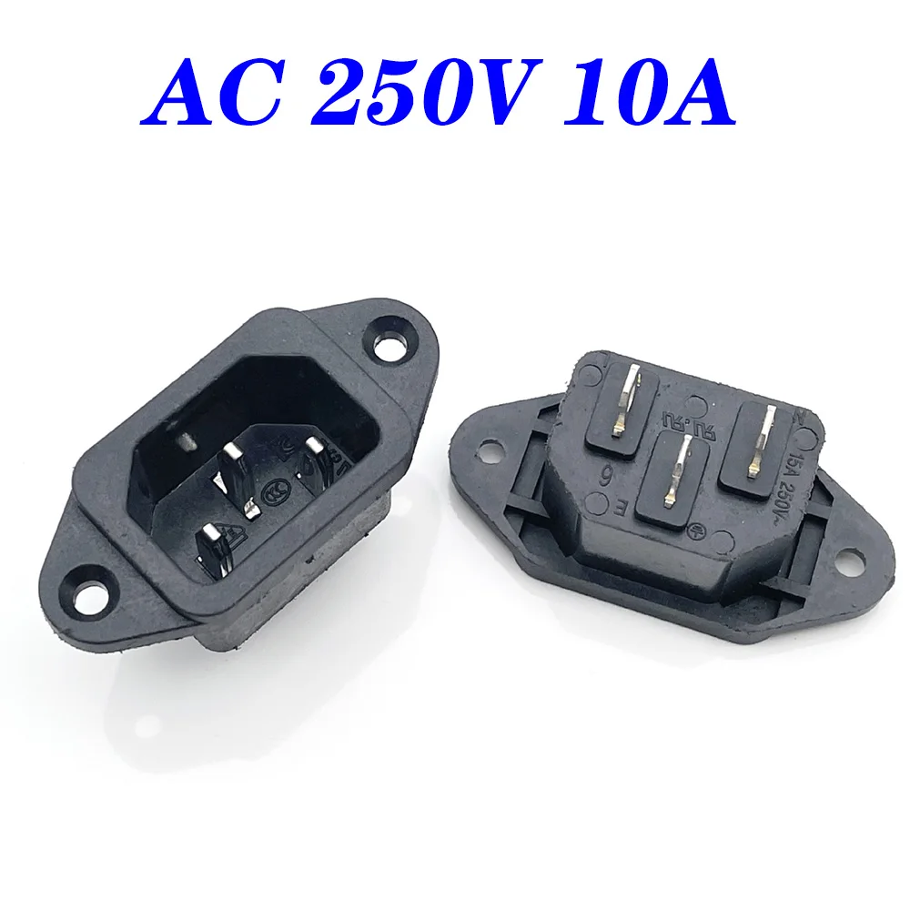 250V10A Schwarz 3Pins Terminal lEC320 C14 Einlass Steckdose AC-04 Panel Mount AC Buchse Stecker Aufladen