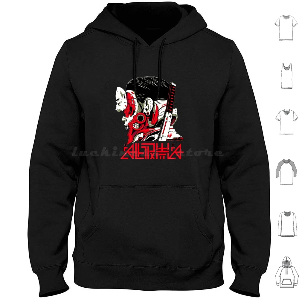 Vaporwave Cyborg Hoodies Long Sleeve Steam Wave Japanese Hipster Future Fashion Urban Style Vaporwave Cyber Culture