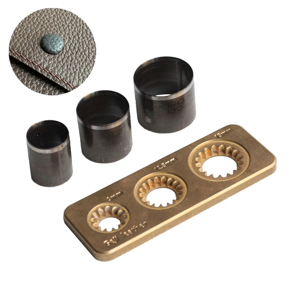 9/12.5/15mm Manual Leather Button Maker 3 Holes Button Wrapping Auxiliary Tool Button Wrapping Brass Auxiliary Ruler Sewing Tool