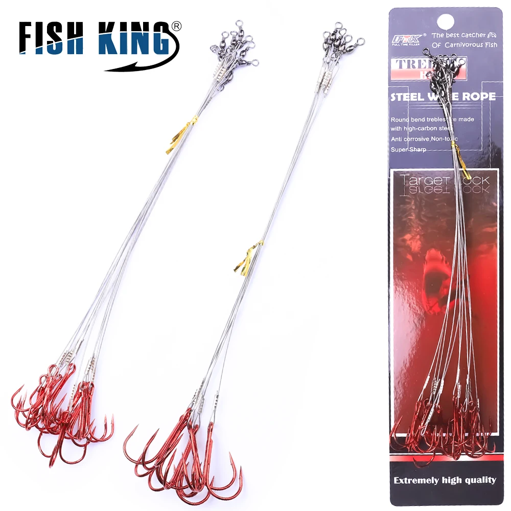 5-10PCS 25CM Anti Bite Steel Wire Fishing Line Leader Leashes For Fishing With Treble Hook Lure Fishing Accessories