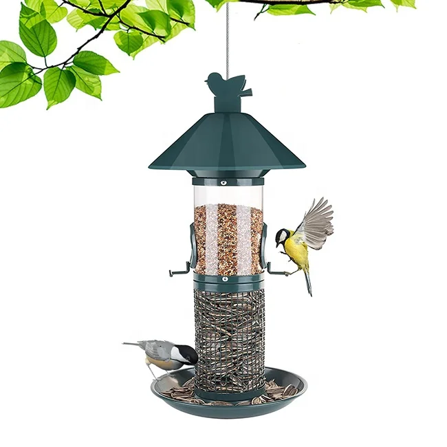 Environmentally Friendly 2 Layers Metal Mesh Bird Food Feeder Station Squirrel Proof Outdoor Humming Wild Bird Feeders Hanging