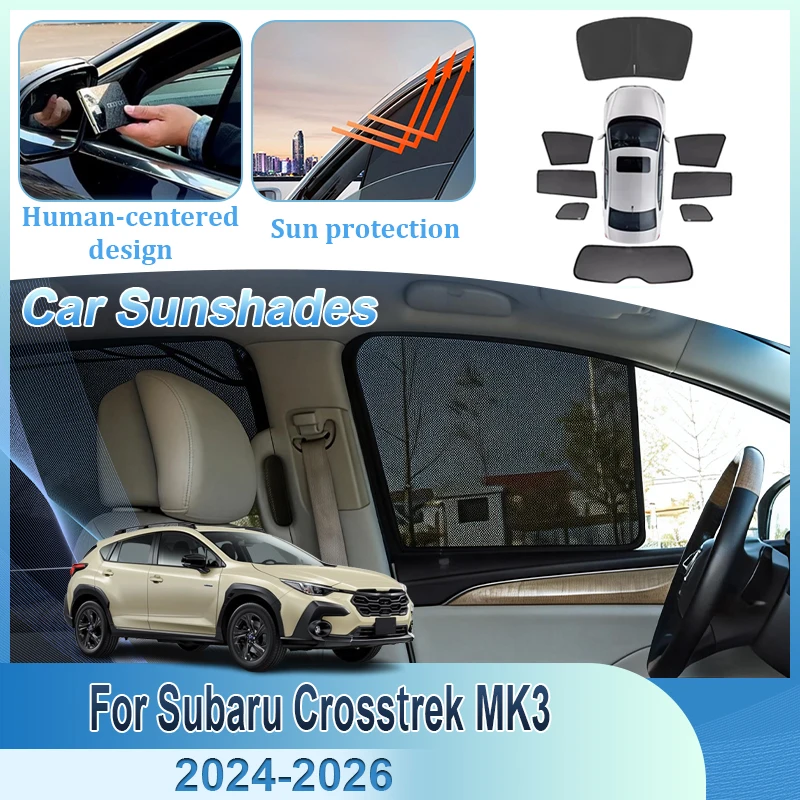 車のメッシュサンシェードスバル-crosstrek-gu-mk3-2024-2025-2026-磁気ウィンドウバイザー断熱プライバシーカーテンアクセサリー