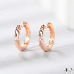 ZHOUYANG Small Hoop Earrings Women Hip Hop Jewelry Circle Round A Zircon Rose Gold Color Men Piercing Ear Clip Wholesale KBE126
