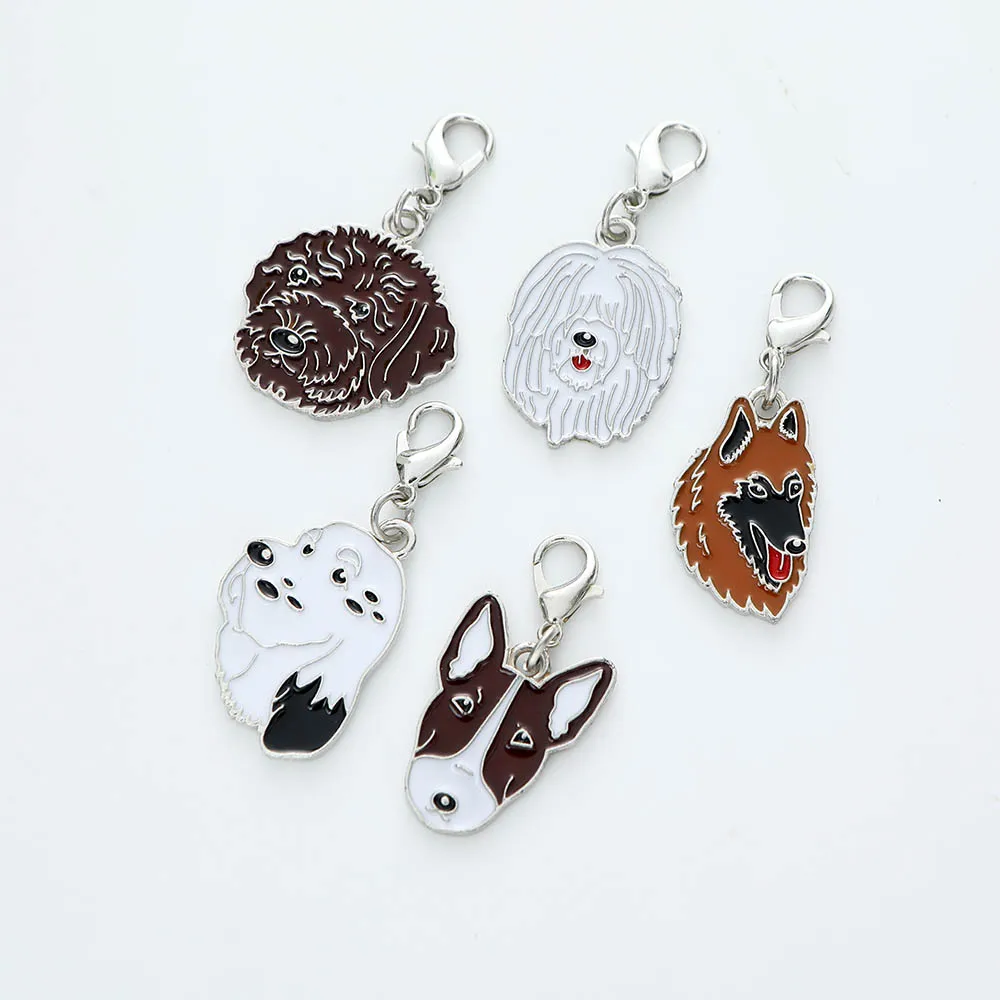 5PCS/LOT Enamel Cute Animal Dog Charm for Jewelry Making Bracelet Necklace Charms Accessories headset bag headphone