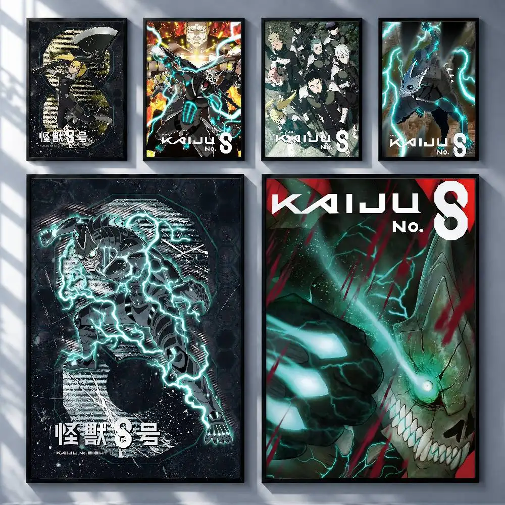 Trending Anime Kaiju No. 8 Posters Premium Self-Adhesive No Residue Wall Sticker for Home Office Bar Decor