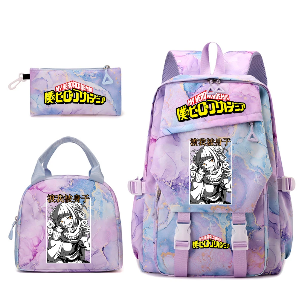 My Hero Academia Toga Himiko Print Student Backpack Lunch Bag Pencil Case Set for Girls School Supplies view 4