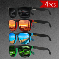 4pcs Unisex Classic Fashion Eyeglasses Sports Style Vintage Square Design Colorful Tinted Frame Durable PC Frame and Metal Hinge
