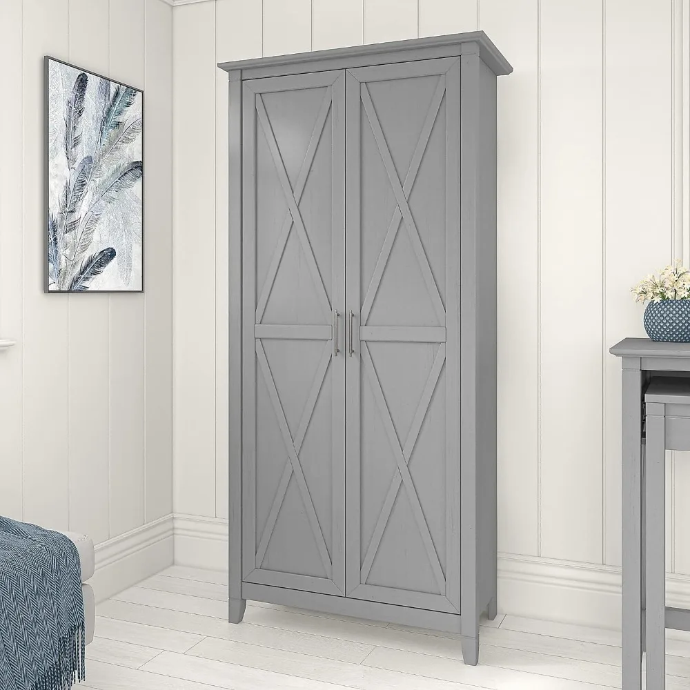 West Tall Storage Cabinet with Doors in Cape Cod Gray