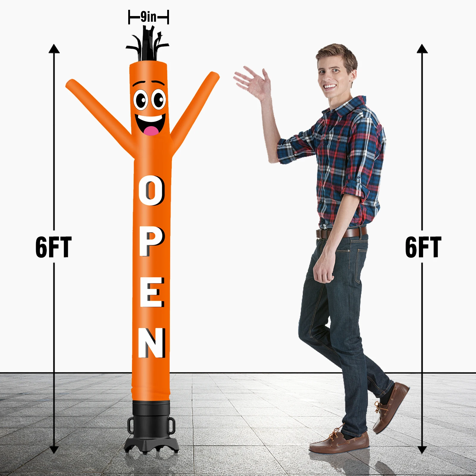 6/10/15/20FT Tall Inflatable Orange Open Dancing Guy for Outdoor Decoration Advertising(Blower Not Included)