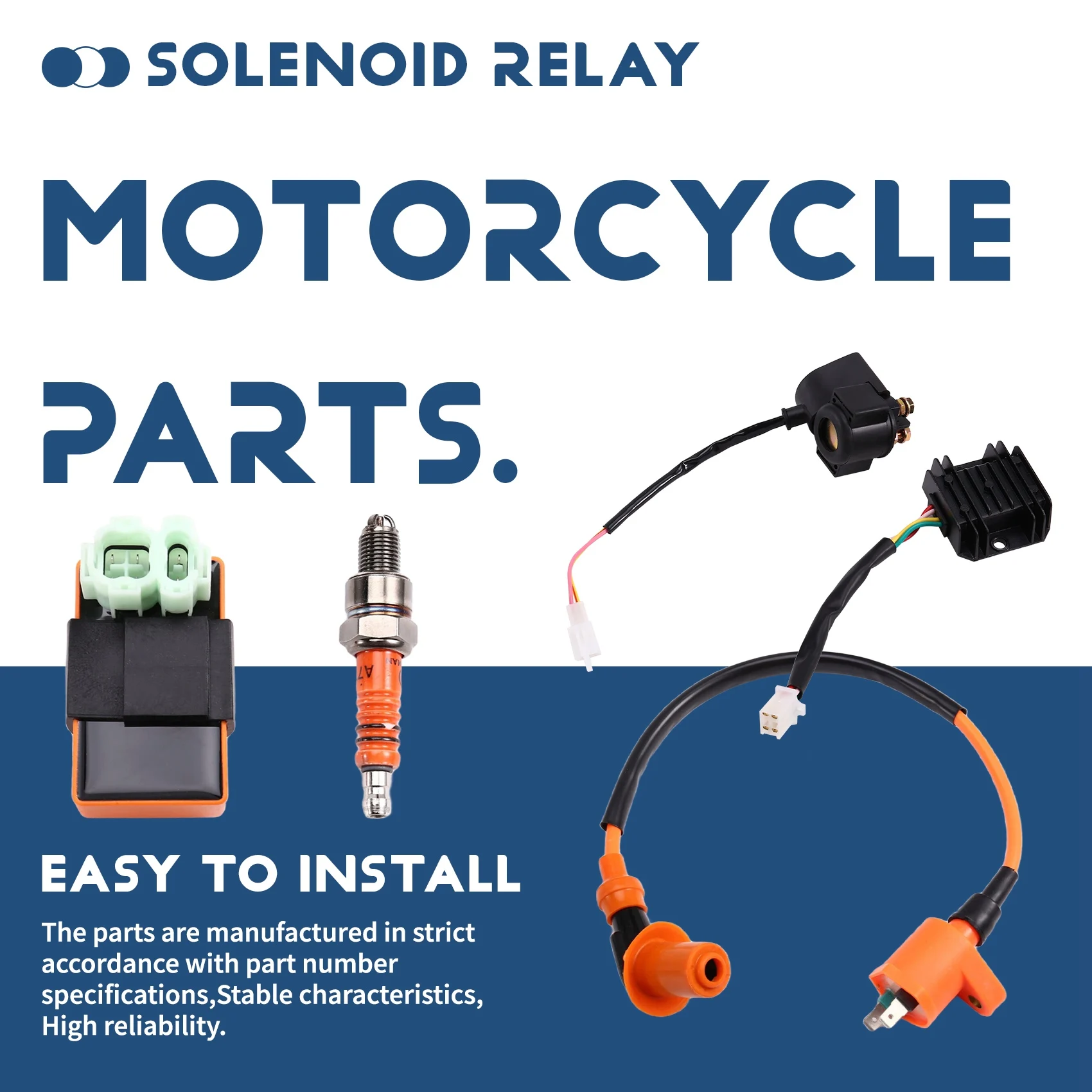Super Sale Motorcycle Scooter Ignition Coil Spark Plug 6 Pin CDI Solenoid Relay Voltage Regulator Rectifier for GY6 50-150CC Eng