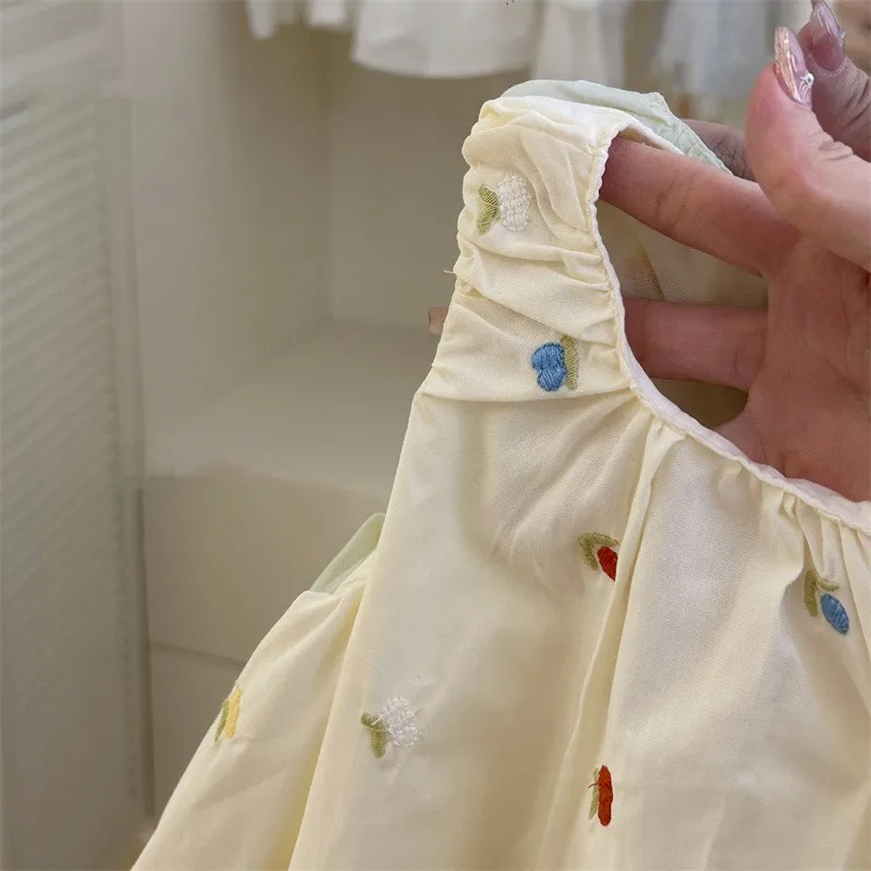 Girls Summer Dress Embroidered Flower Pod Skirt Fancy Baby Sundress for Little Girls New Arrival 3