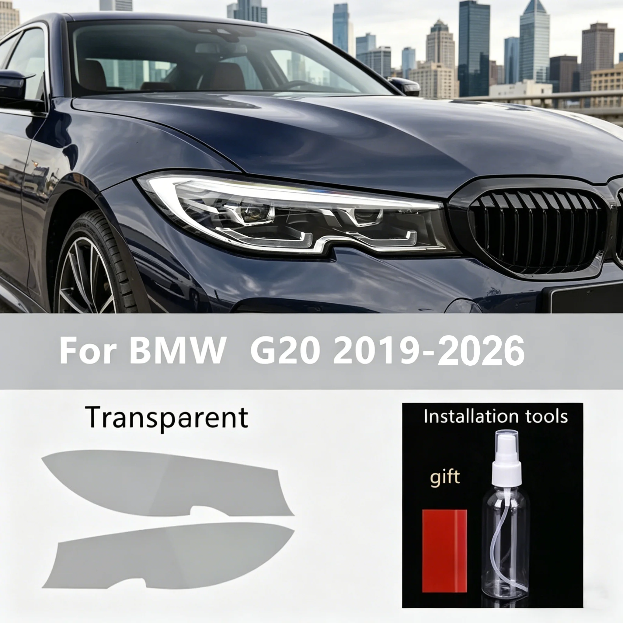 Scheinwerferschutzfolie für BMW G20 G21 2019–2026, schwarz getönte Anpassungsfolie, TPU-Schutzfolien, Scheinwerfer-TPU-Aufkleber – Detail 5