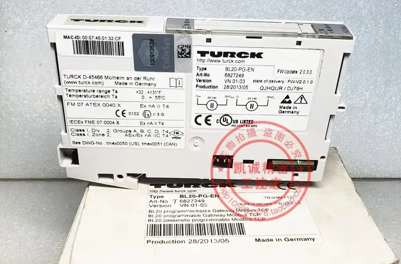 2025.4BL20-PG-EN Original Turck Control Module BL20-PG-EN 6827249