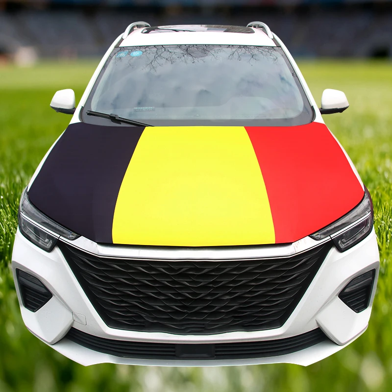 115x160 cm Belgium Flag Car Hood Covers Car Hood Wrap Blankets Patriotic Decoration Vehicle Accessories Suitable Most Auto Sedan