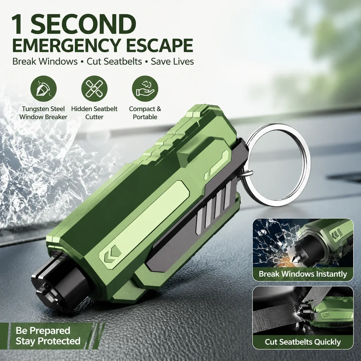 Car Portable Safety Window Breaker Hammer Emergency Escape Rescue Tool Break Glass with Seatbelt Multi-Function Safety Device
