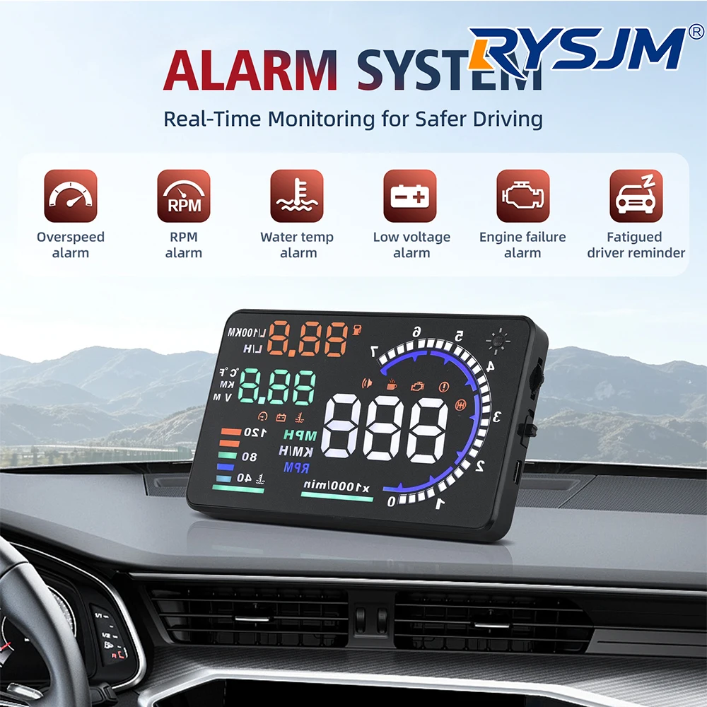 OBD2 HUD A8 Car Head Up Display Voltage Water Temp Alarm Speed Fuel Warning LED Windshield Projector Data Diagnostic Tool