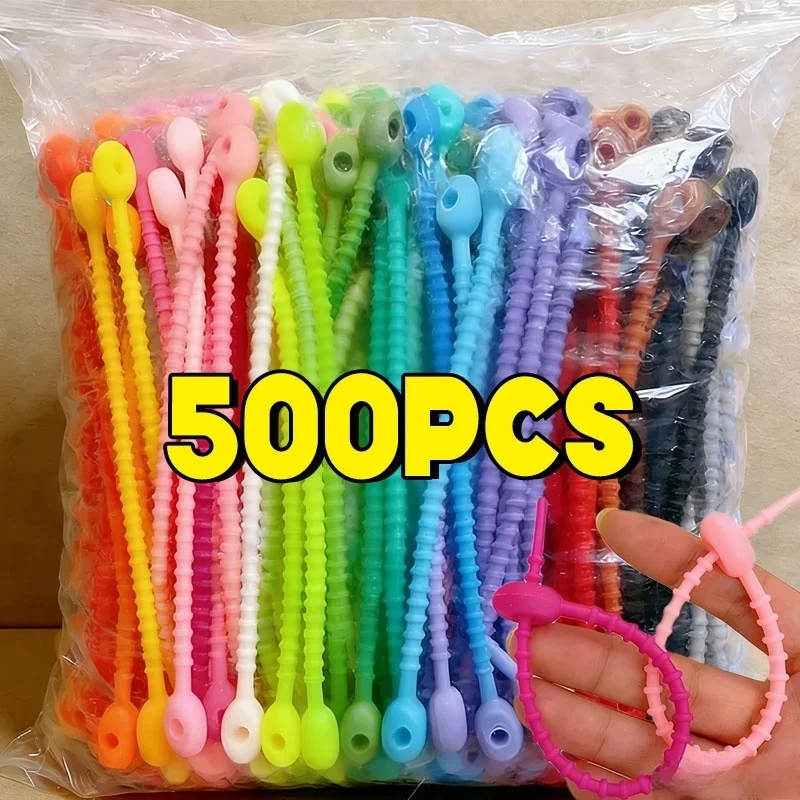

500 шт. силиконовых резиновых петель-шнурков для брелоков с винтовым замком, кольца для ключей, фурнитура для рукоделия и DIY
