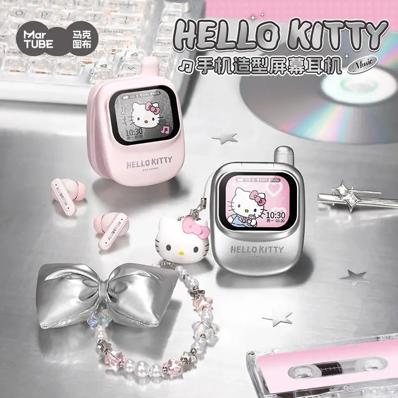 Official Hello Kitty Cute In Ear Earbuds Noise Reduction Kt Mobile Phone Styling Smart Touch Screen Birthday Peripheral Gift