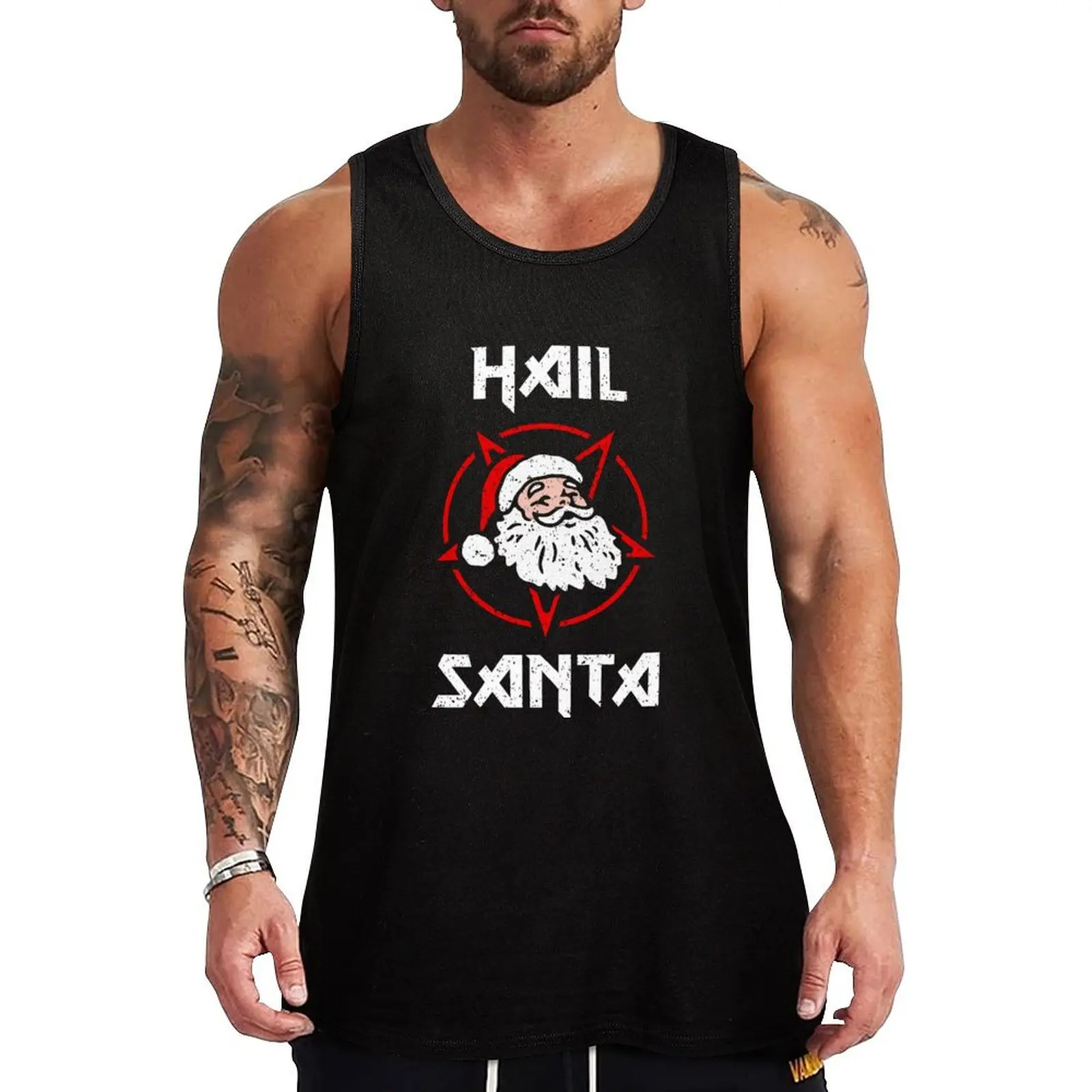 

Hail Santa Tank Top T-shirt man gym men sleeveless jackets Sleeveless men