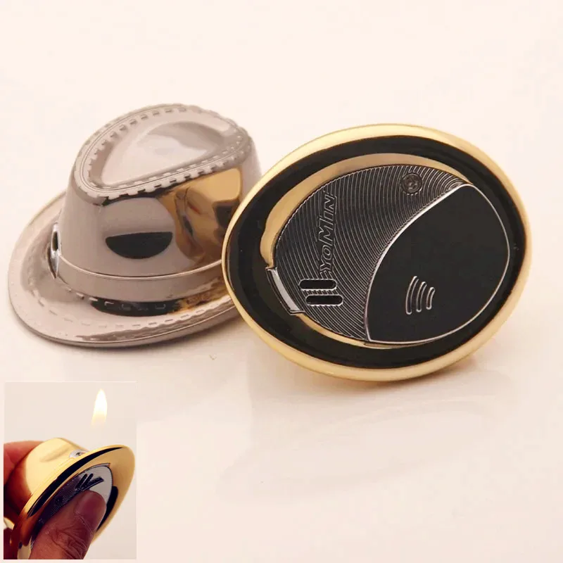 

Cute Mini Inflatable Lighter Outdoor Portable Personalized Cowboy Hat Butane Torch Lighter Cigarette Accessories Men's Gift