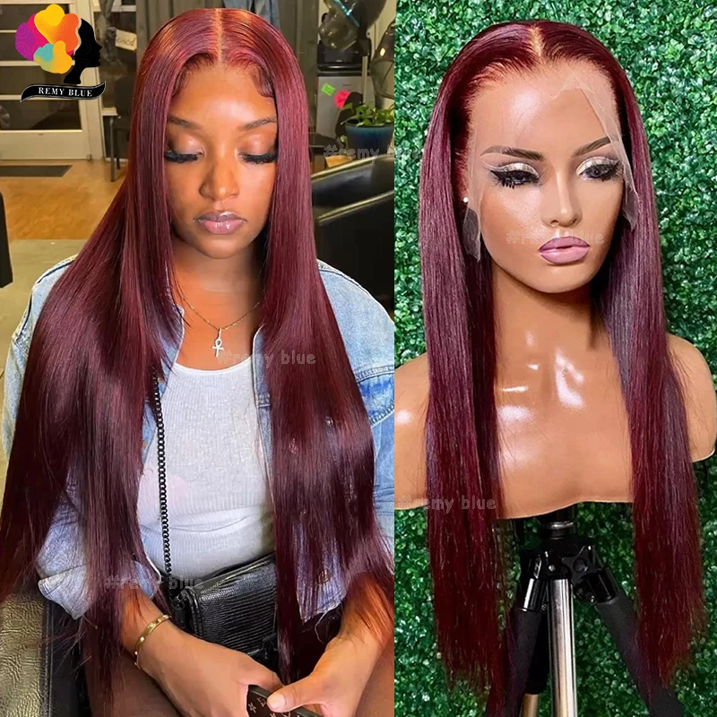 Burgundy 13X6 Hd Lace Frontal Wigs Human Hair 99J Red Colored 13x4 Transparent Lace Front Wig Straight Human Hair Wigs For Women